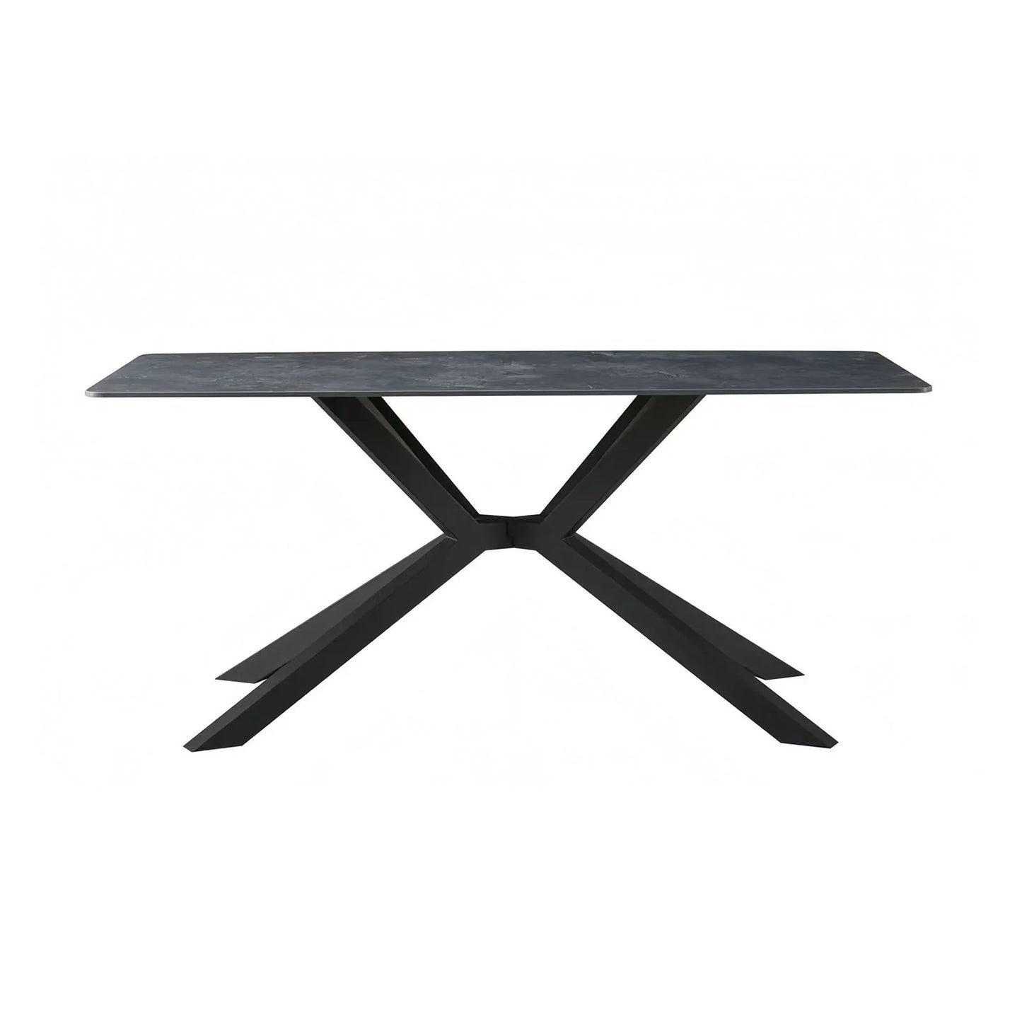 Dining Table Rectangular Shape Green Sintered Stone Top Powder Coated Iron Legs - Mekamart Australia