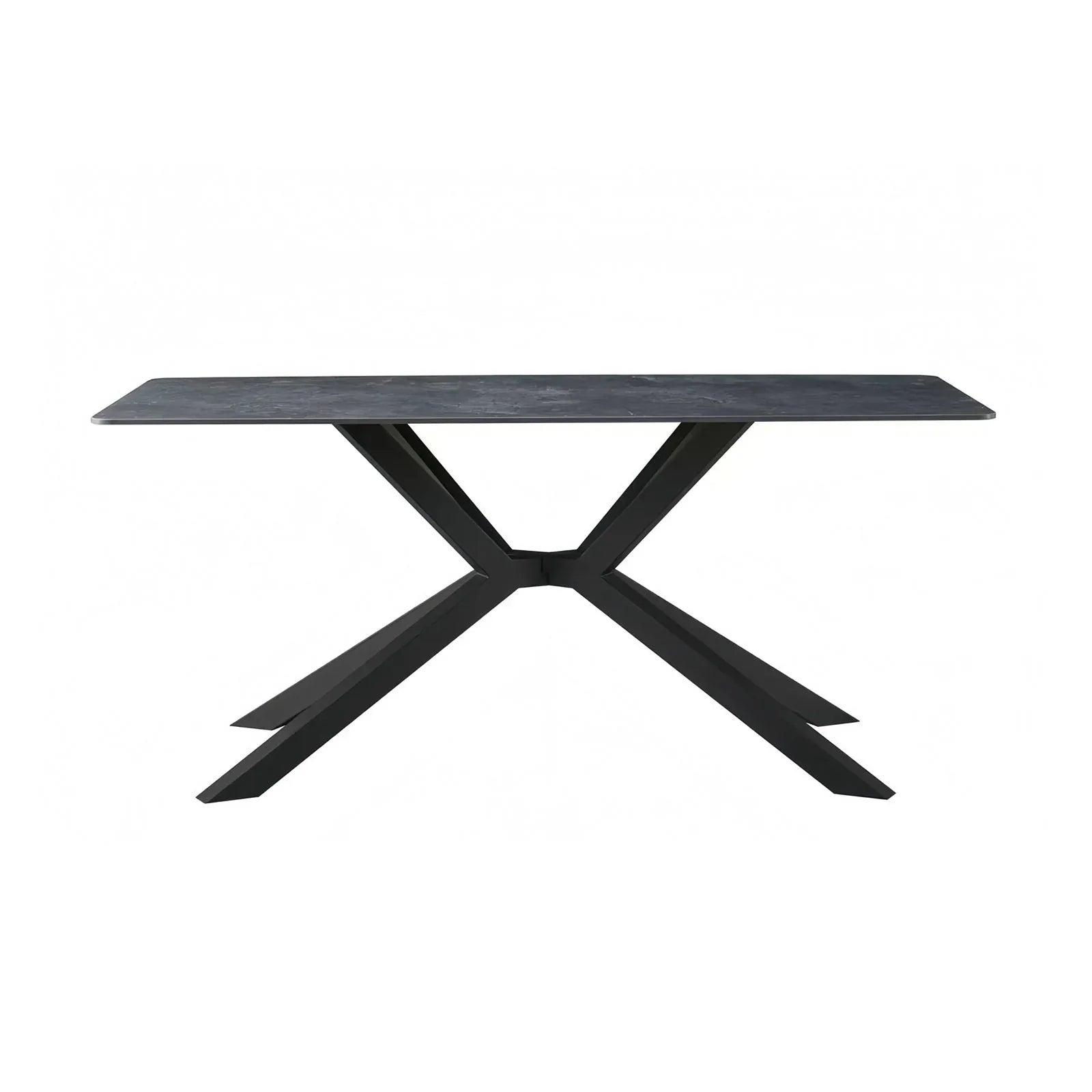 Dining Table Rectangular Shape Green Sintered Stone Top Powder Coated Iron Legs - Mekamart Australia