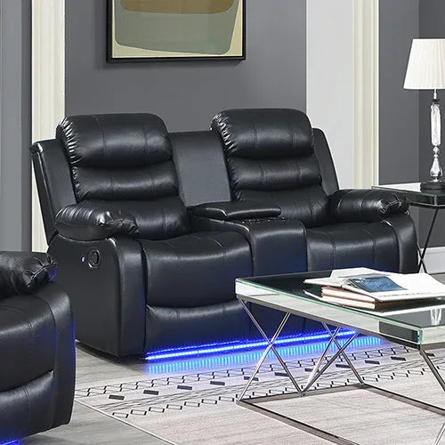 Chelsea 2R Seater Finest Leatherette Recliner Feature Console LED Light Ultra Cushioned - Mekamart Australia