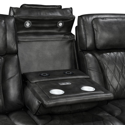 2 Seater Electric Air Leather Dark Grey Recliner