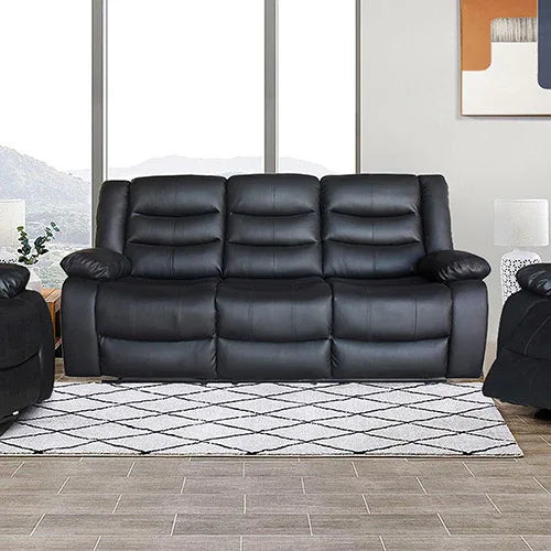 3+1+1 Seater Recliner Sofa In Faux Leather Lounge Couch in Black - Mekamart Australia