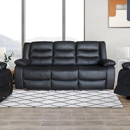 3+1+1 Seater Recliner Sofa In Faux Leather Lounge Couch in Black - Mekamart Australia