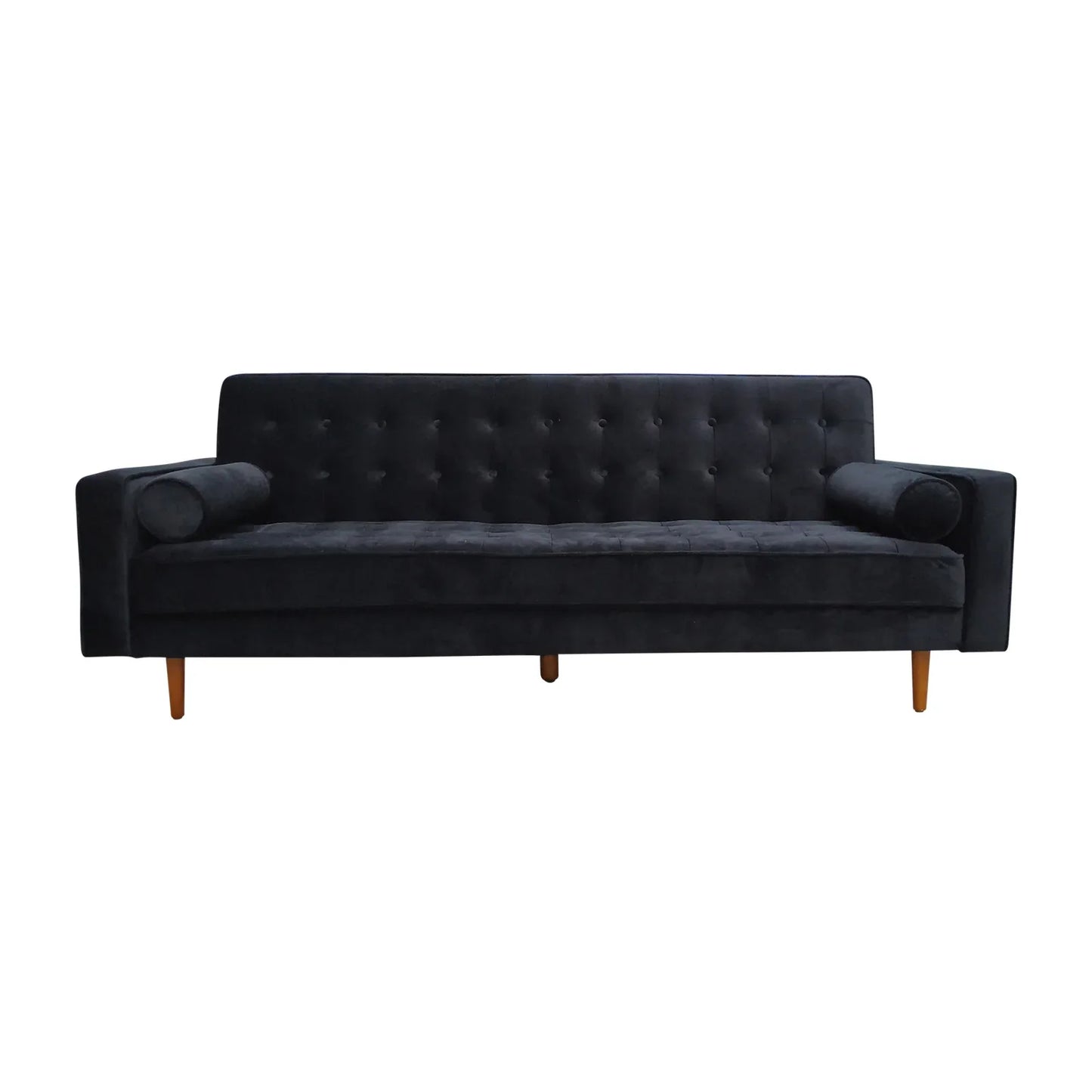 Sofa Bed 3 Seater Button Tufted Lounge Set for Living Room Couch in Velvet Black Colour - Mekamart Australia