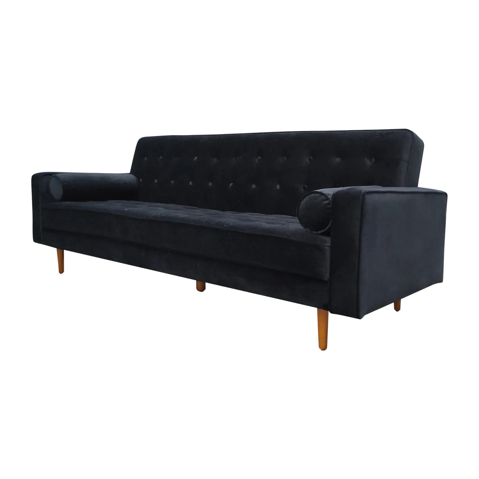 Sofa Bed 3 Seater Button Tufted Lounge Set for Living Room Couch in Velvet Black Colour - Mekamart Australia
