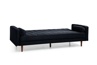Sofa Bed 3 Seater Button Tufted Lounge Set for Living Room Couch in Velvet Black Colour - Mekamart Australia