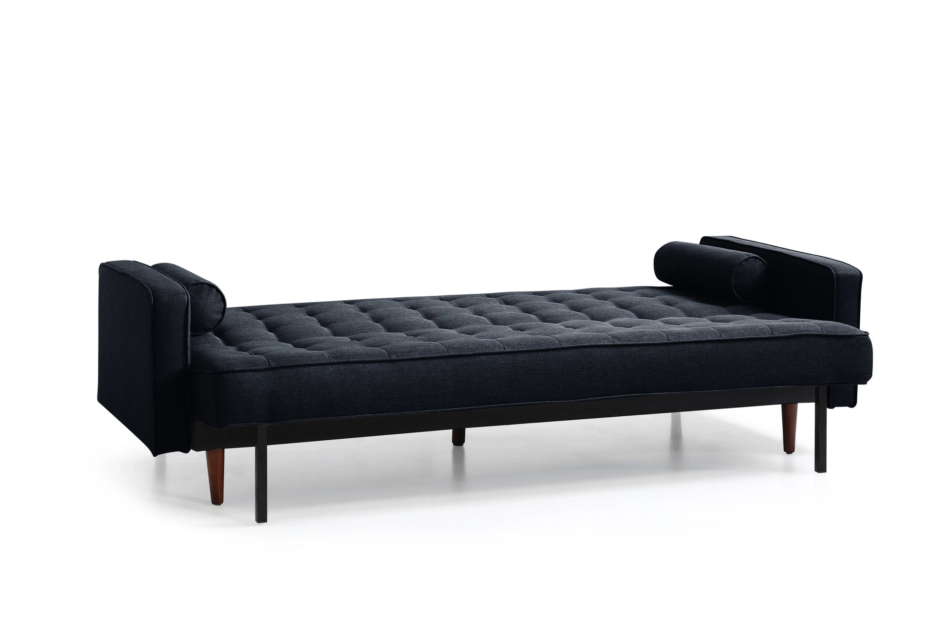 Sofa Bed 3 Seater Button Tufted Lounge Set for Living Room Couch in Velvet Black Colour - Mekamart Australia