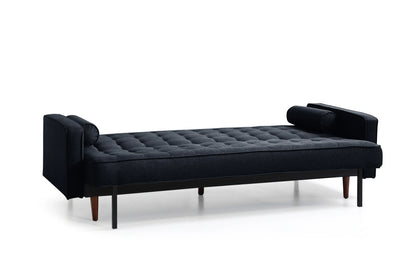 Sofa Bed 3 Seater Button Tufted Lounge Set for Living Room Couch in Velvet Black Colour - Mekamart Australia