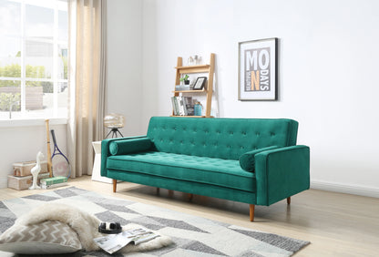 Sofa Bed 3 Seater Button Tufted Lounge Set for Living Room Couch in Velvet Green Colour - Mekamart Australia