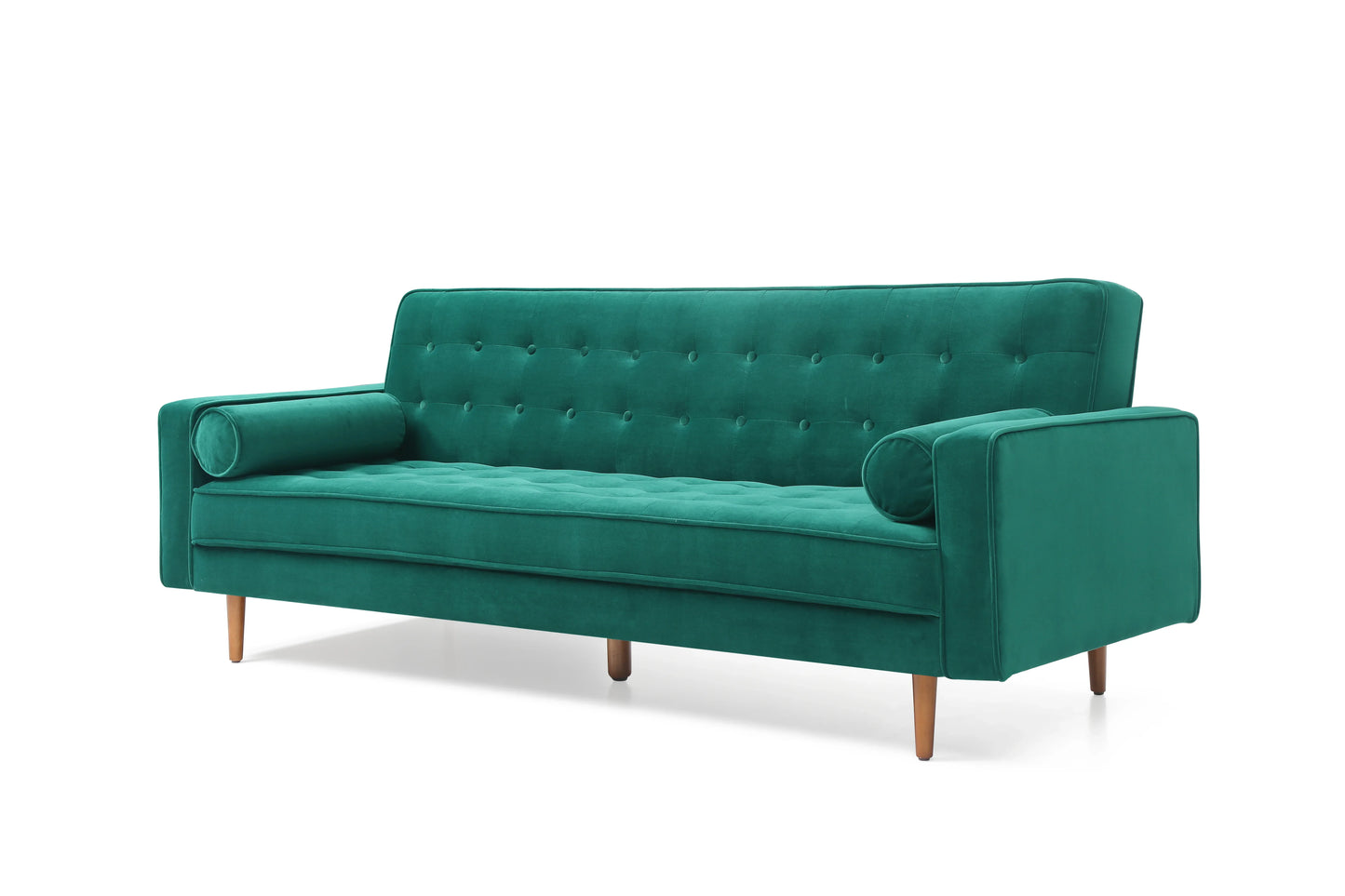 Sofa Bed 3 Seater Button Tufted Lounge Set for Living Room Couch in Velvet Green Colour - Mekamart Australia