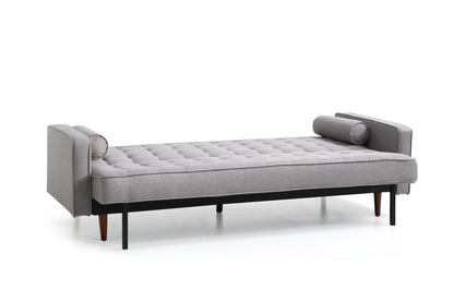 Sofa Bed 3 Seater Button Tufted Lounge Set for Living Room Couch in Fabric Grey Colour - Mekamart Australia