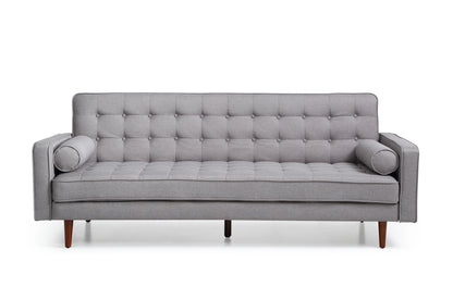 Sofa Bed 3 Seater Button Tufted Lounge Set for Living Room Couch in Fabric Grey Colour - Mekamart Australia