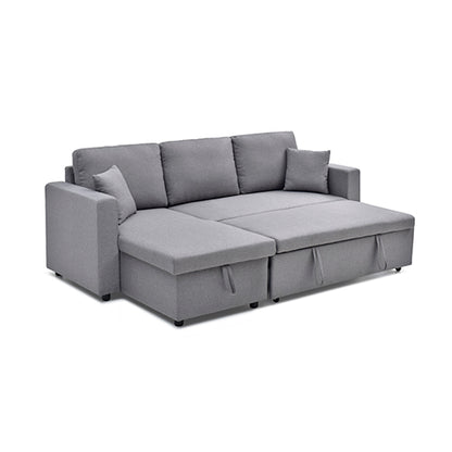 Multifunctional Sofa Bed Fabric Upholstery Chaise Section Comfy Cushions Armrests
