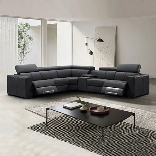 Washington Genuine Leather 6 Seater Corner Sofa With 2 Electric Recliners And Reversible Console - Mekamart Australia