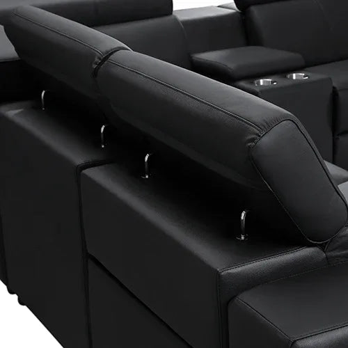 Washington Genuine Leather 6 Seater Corner Sofa With 2 Electric Recliners And Reversible Console - Mekamart Australia
