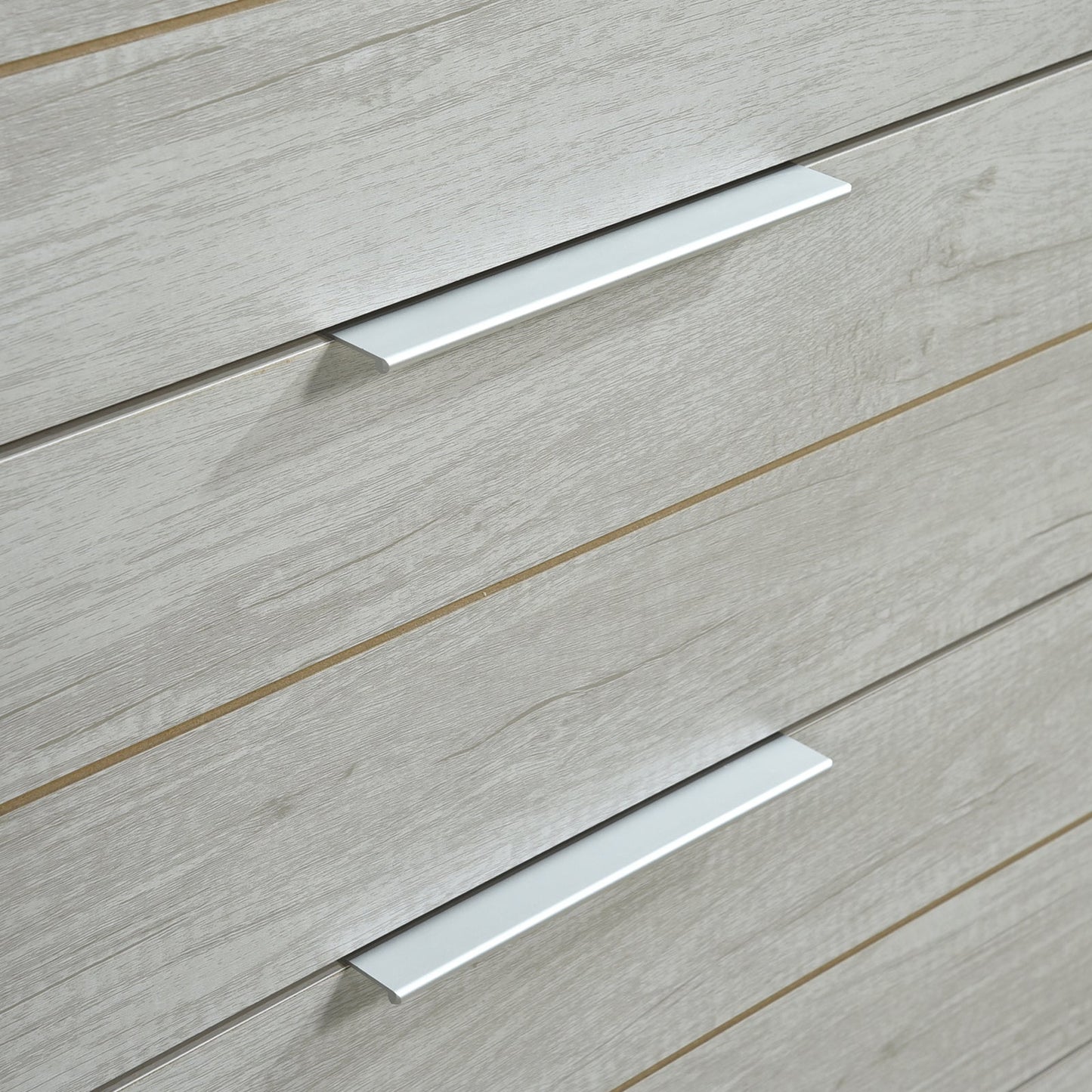 Tallboy with 5 Storage Drawers Natural Wood like MDF in White Ash Colour