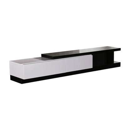 TV Cabinet with 2 Storage Drawers With High Glossy Assembled Entertainment Unit in Black & White colour