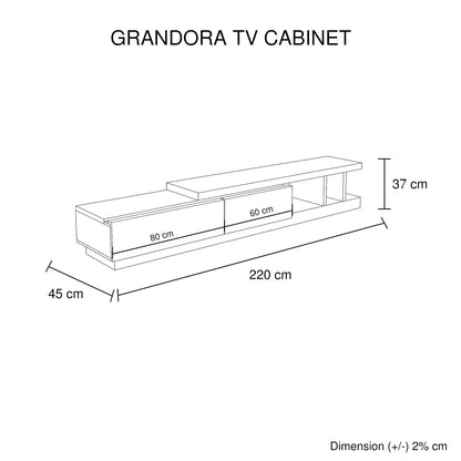 TV Cabinet with 2 Storage Drawers With High Glossy Assembled Entertainment Unit in Black & White colour