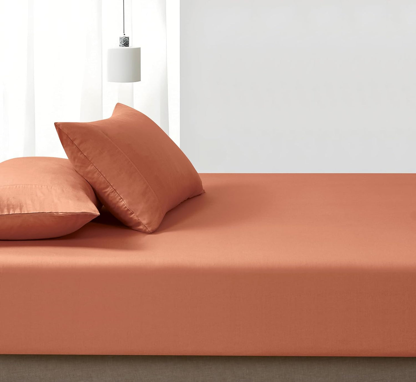 100% Vintage Washed Cotton Fitted Sheet Combo Set – 100% Natural Cotton, Ultra Soft & Breathable – Includes Fitted Sheet & Pillowcases – Machine Washable (Brick, Single)