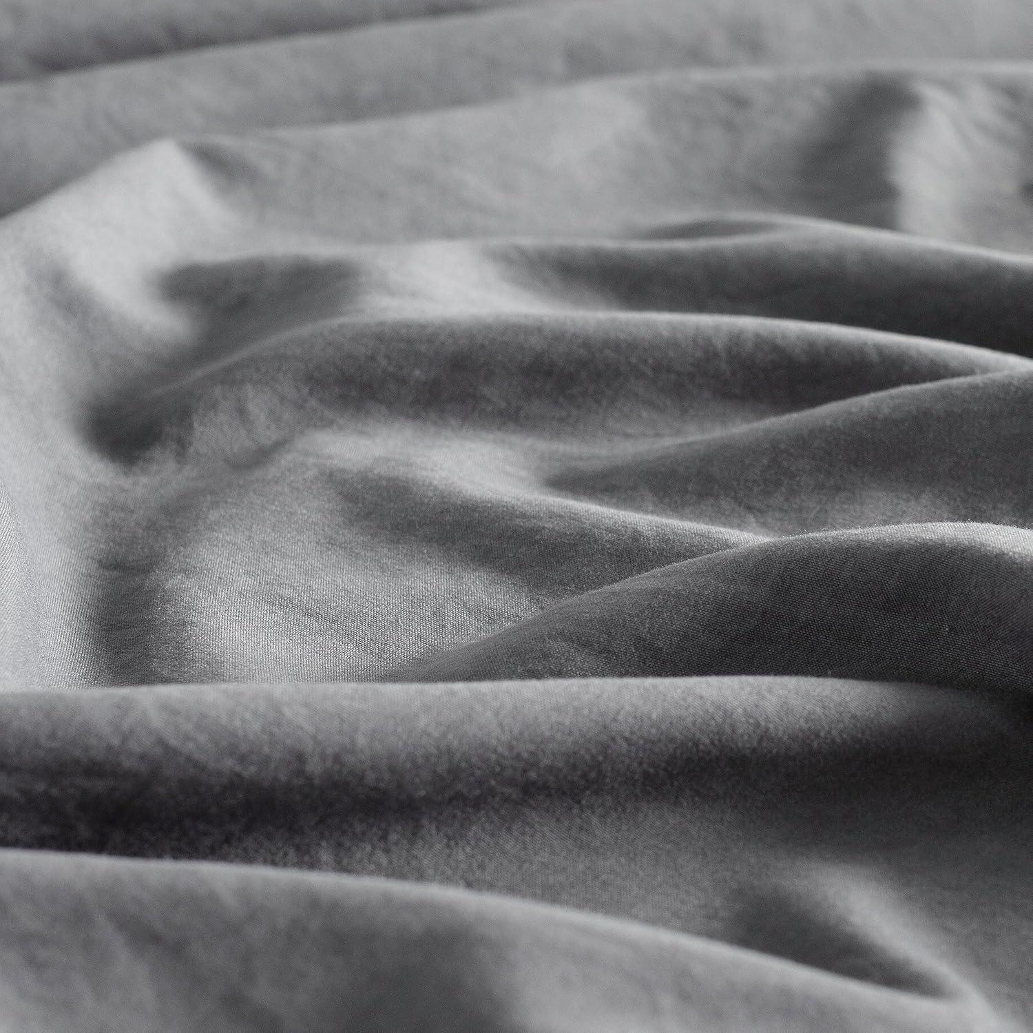 Vintage Washed Microfibre Quilt Cover Set (2Pcs) - Grey - Single Size - Mekamart Australia