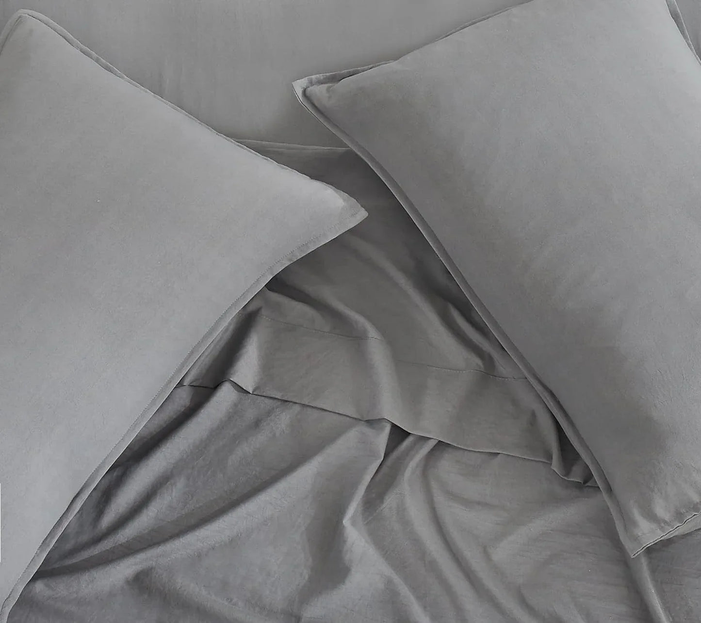 Vintage Washed Microfibre Quilt Cover Set (2Pcs) - Grey - Single Size - Mekamart Australia
