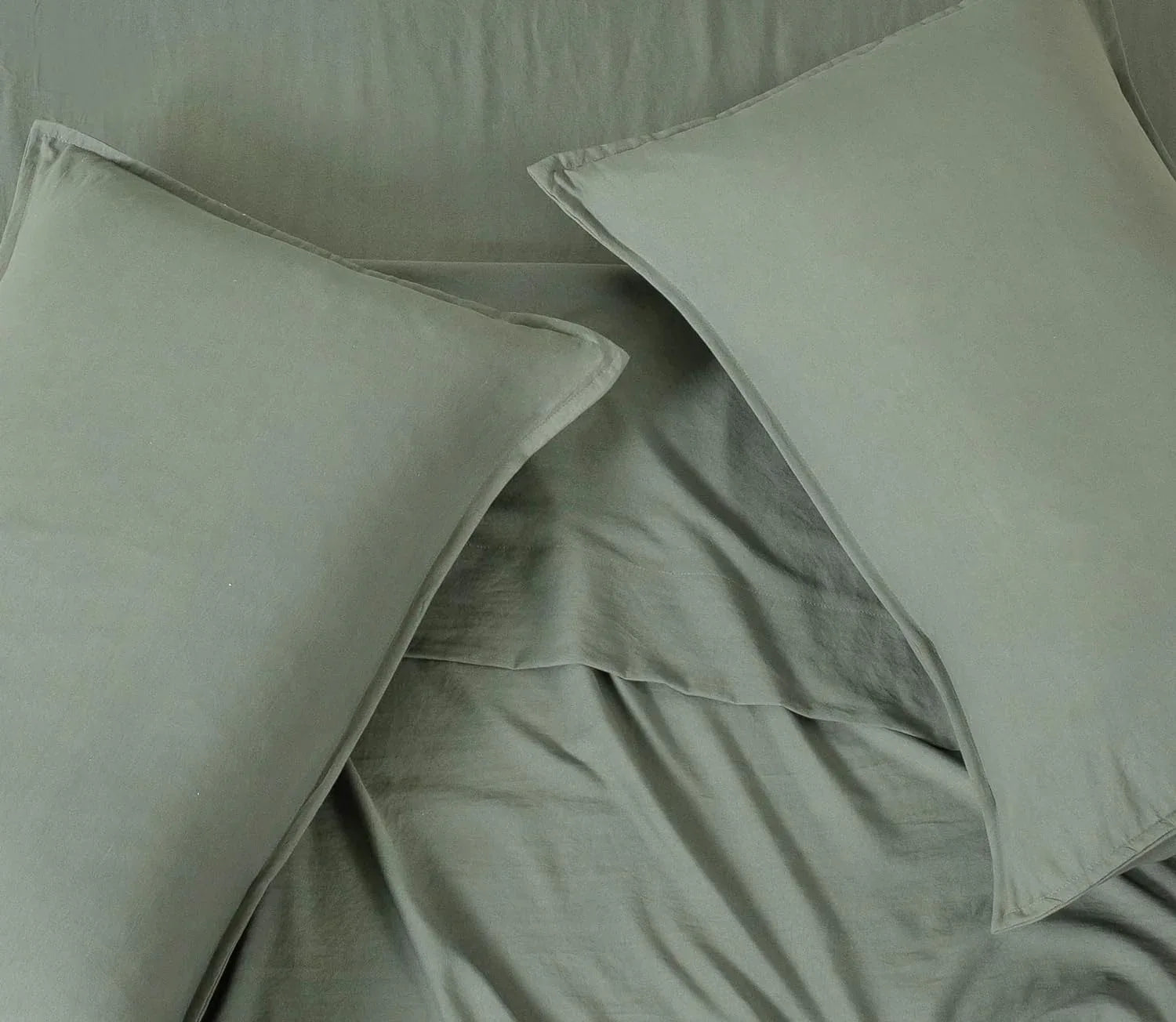 Vintage Washed Microfibre Quilt Cover Set (2Pcs) - Khaki Green - Single Size - Mekamart Australia