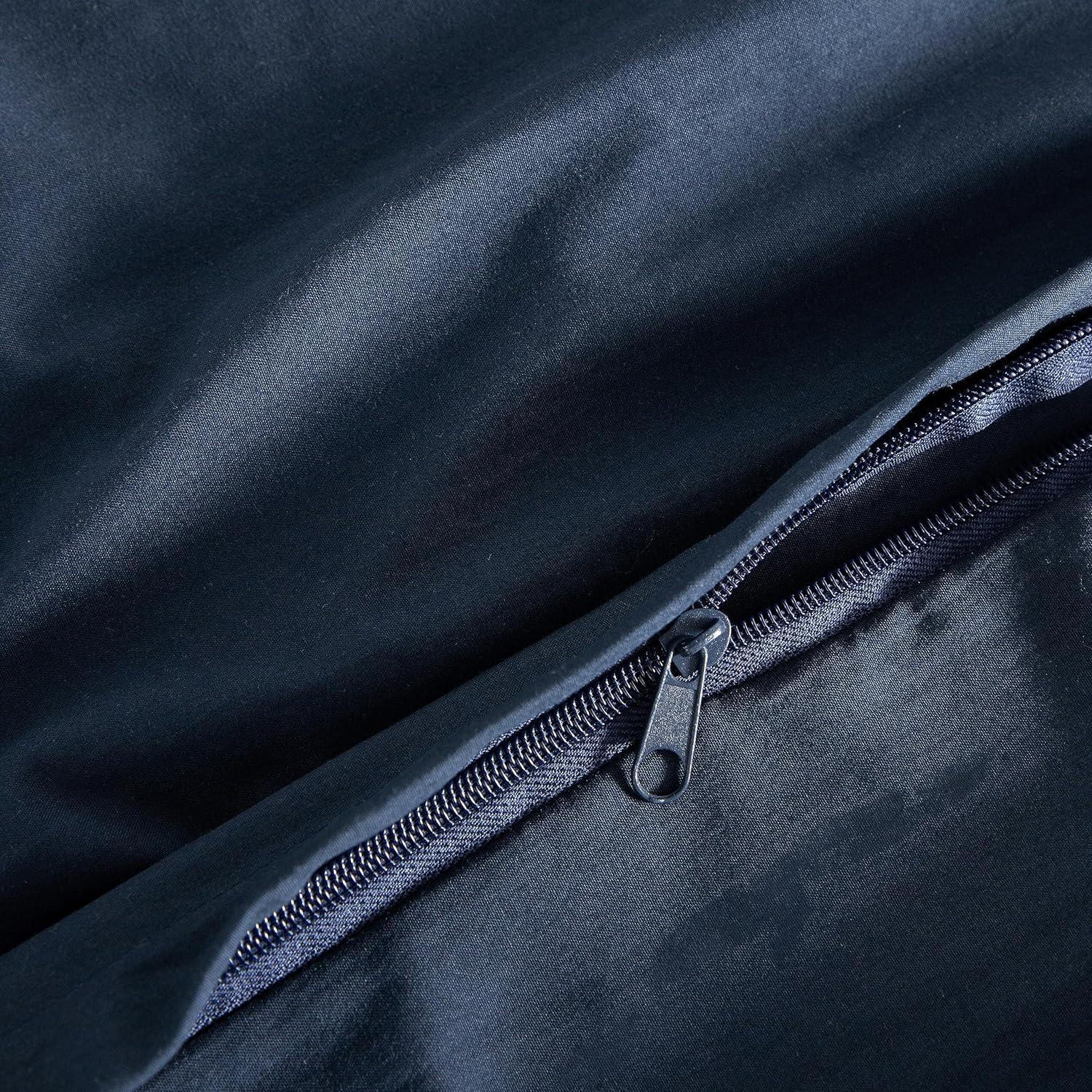 Vintage Washed Microfibre Quilt Cover Set (2Pcs) - Navy - Single Size - Mekamart Australia