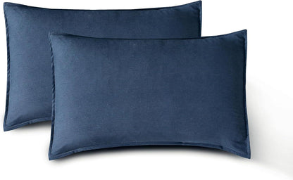 Vintage Washed Microfibre Quilt Cover Set (2Pcs) - Navy - Single Size - Mekamart Australia