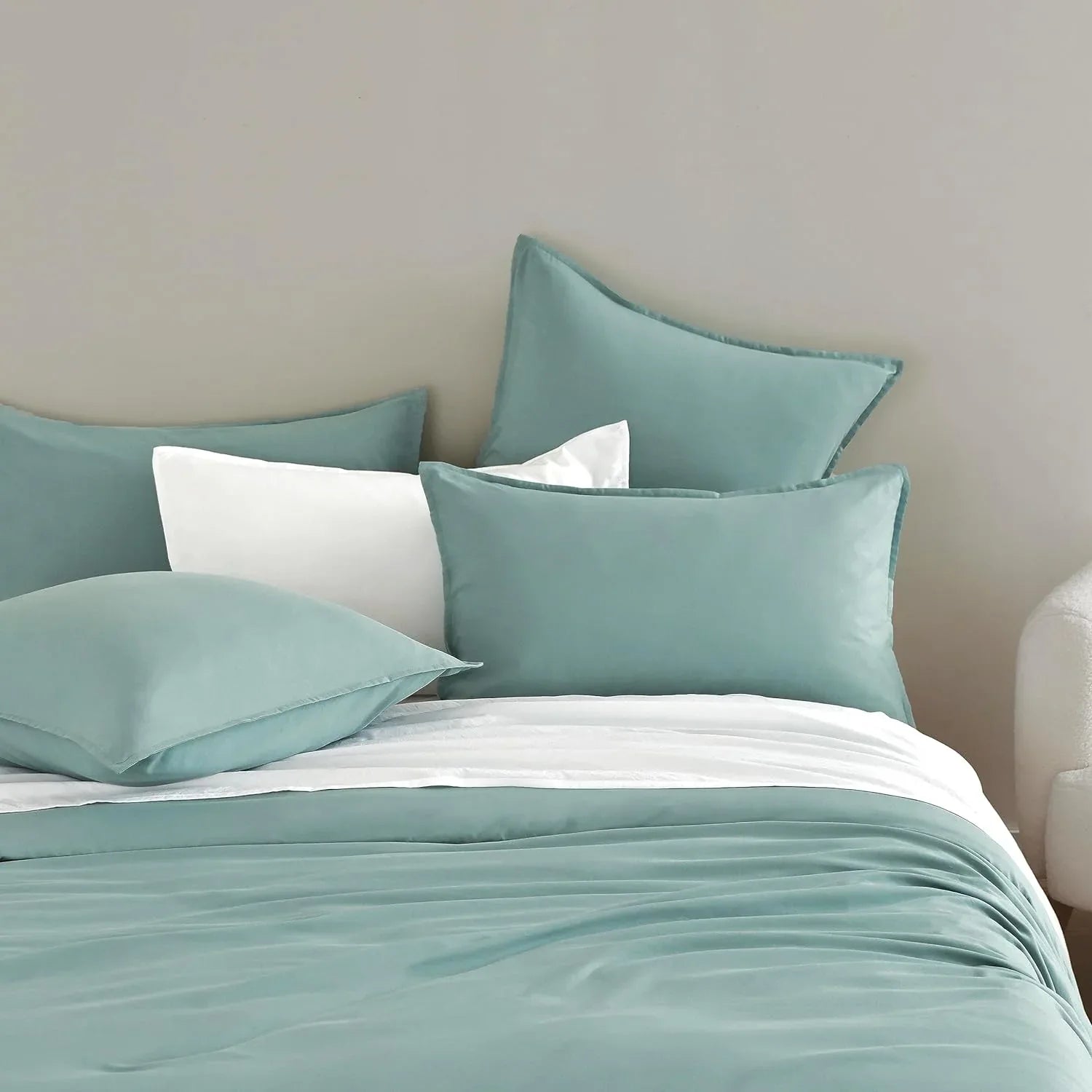 Vintage Washed Microfibre Quilt Cover Set (2Pcs) - Seafoam - Single Size - Mekamart Australia