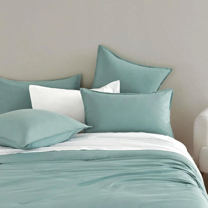 Vintage Washed Microfibre Quilt Cover Set (2Pcs) - Seafoam - Single Size - Mekamart Australia