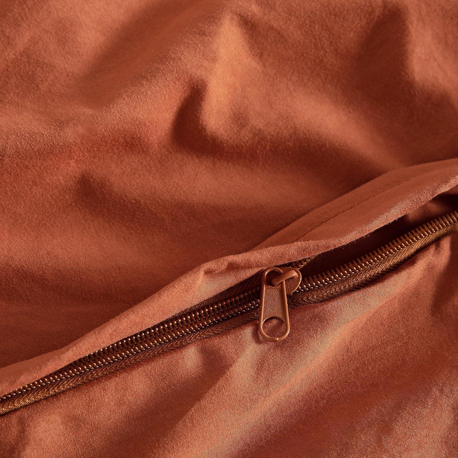 Vintage Washed Microfibre Quilt Cover Set (2Pcs) - Terracotta - Single Size - Mekamart Australia