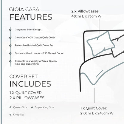 100% Cotton Nathan Reversible Printed Quilt Cover Set - King Size