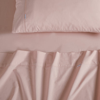 Vintage Washed 100% Cotton Sheet Set with 2 Pillowcases - Pink - King Size