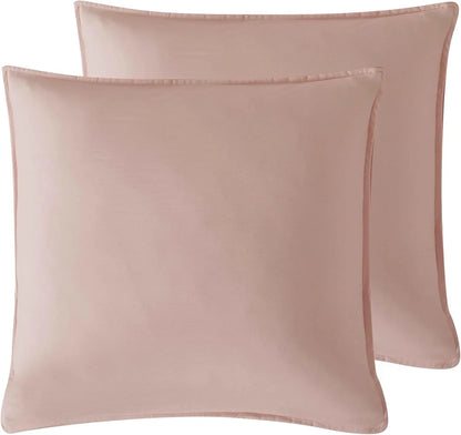 Twin Pack Vintage Washed Microfibre European Pillowcase (Pink, Square) - Mekamart Australia