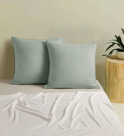 Twin Pack Vintage Washed Microfibre European Pillowcase (Sage, Square) - Mekamart Australia