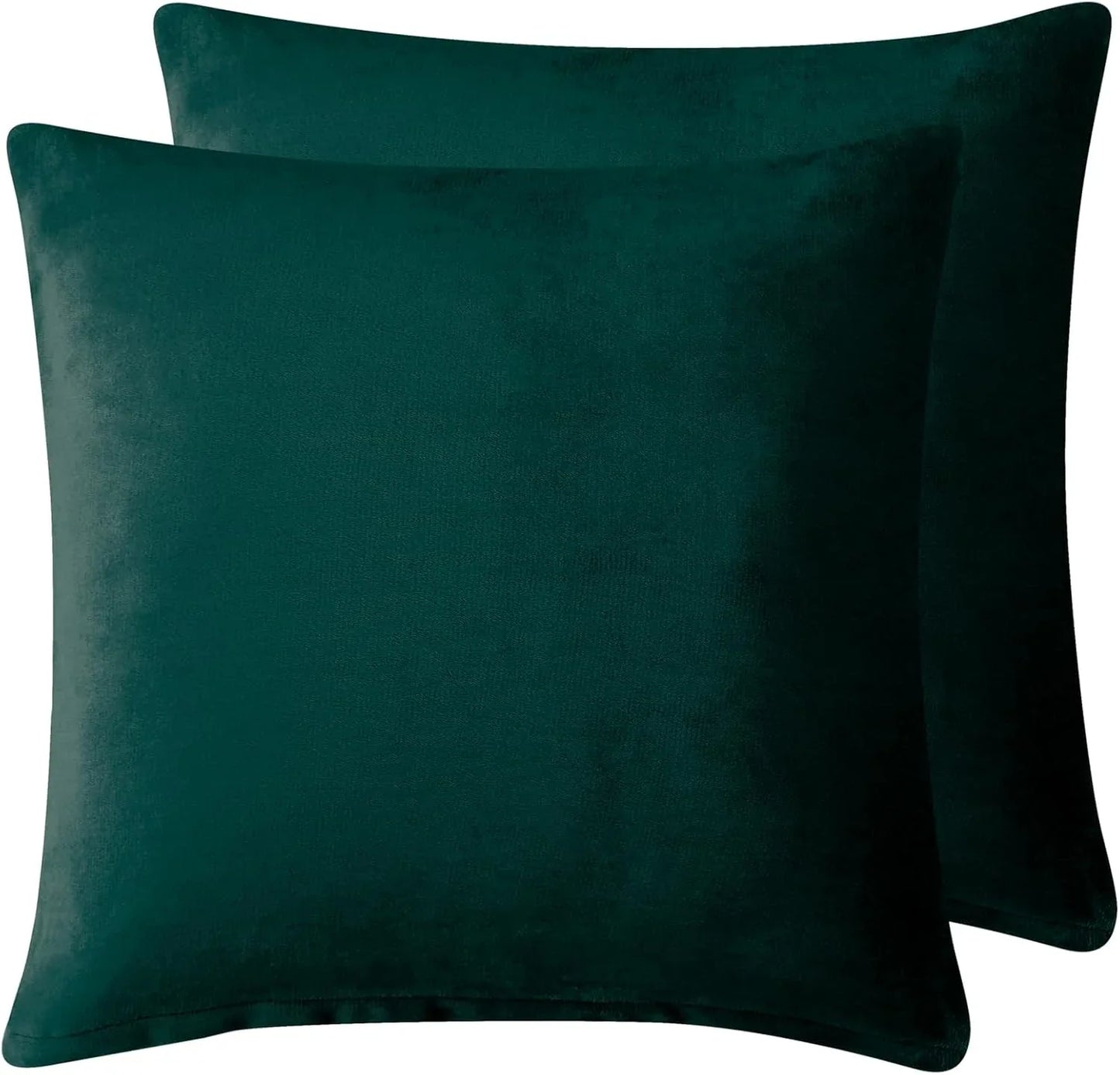 Teddy Sherpa Twin-Pack European Pillowcases - Soft Reversible Velvet & Sherpa Cushion Covers - Machine Washable with Zipper Closure - 65x65cm - Emerald Green - Mekamart Australia