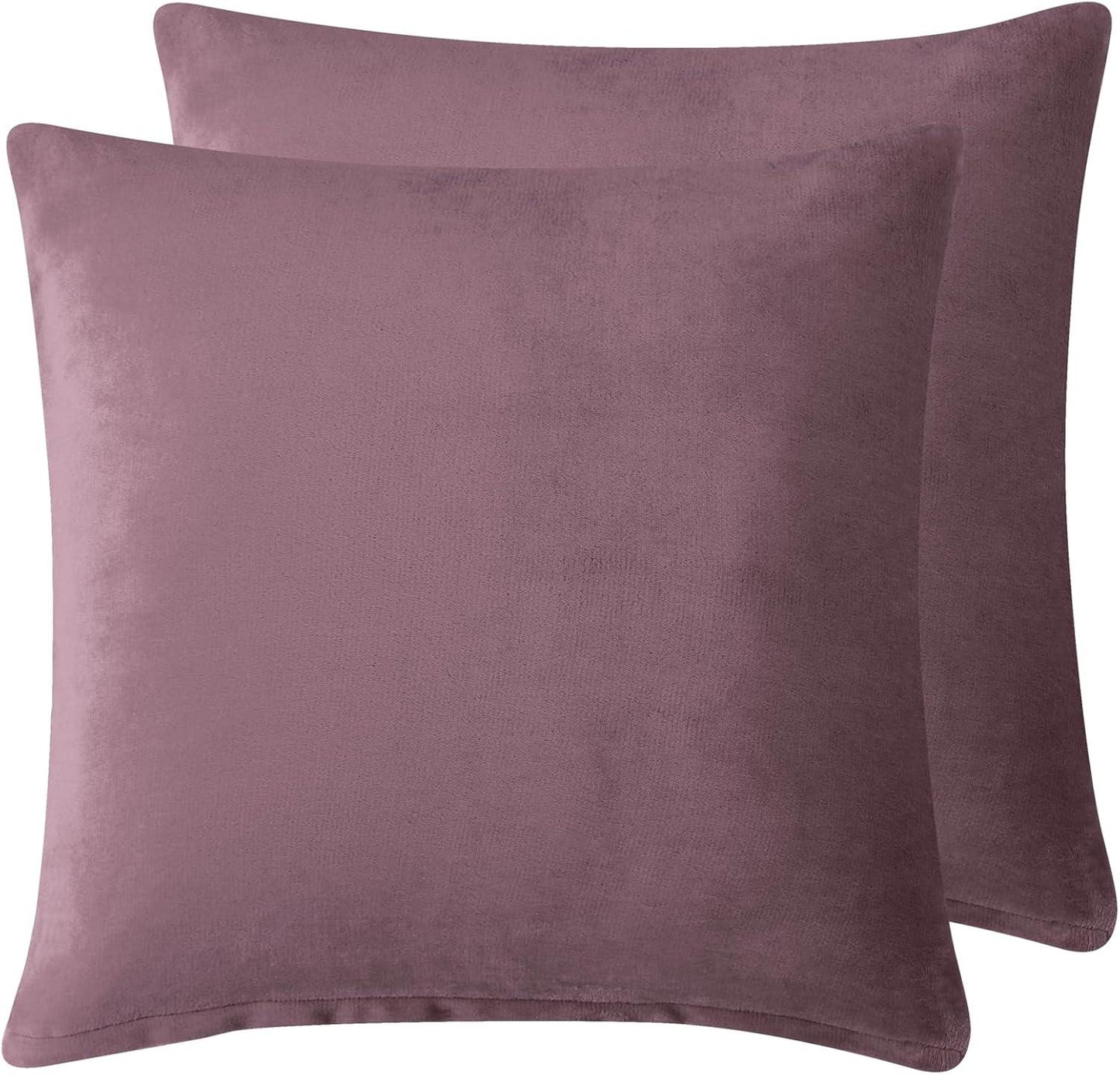 Teddy Sherpa Twin-Pack European Pillowcases - Soft Reversible Velvet & Sherpa Cushion Covers - Machine Washable with Zipper Closure - 65x65cm - Mauve - Mekamart Australia