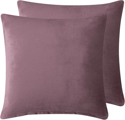 Teddy Sherpa Twin-Pack European Pillowcases - Soft Reversible Velvet & Sherpa Cushion Covers - Machine Washable with Zipper Closure - 65x65cm - Mauve - Mekamart Australia