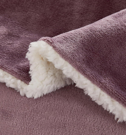 Teddy Sherpa Twin-Pack European Pillowcases - Soft Reversible Velvet & Sherpa Cushion Covers - Machine Washable with Zipper Closure - 65x65cm - Mauve - Mekamart Australia