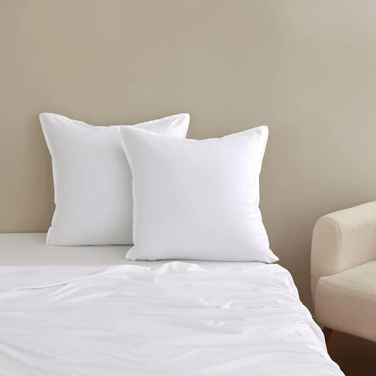 Vintage Washed Microfibre European Pillowcases - Set of 2 Luxurious European Pillow Covers - White - Mekamart Australia