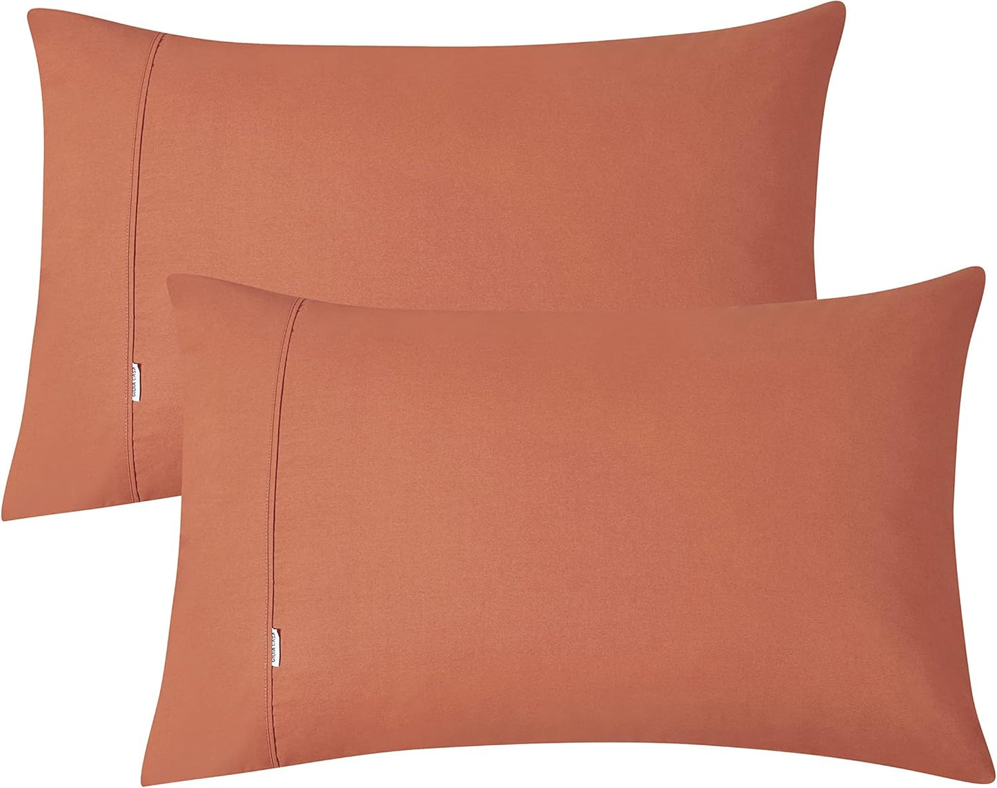 100% Vintage Washed Cotton Fitted Sheet Combo Set – 100% Natural Cotton, Ultra Soft & Breathable – Includes Fitted Sheet & Pillowcases – Machine Washable (Brick, King Single)