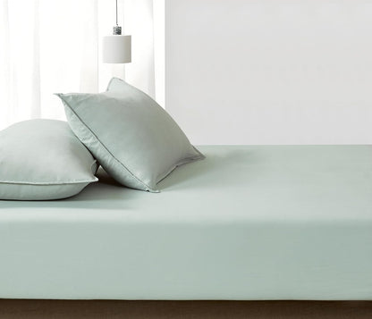 100% Vintage Washed Microfibre Fitted Sheet Set – Ultra Soft & Lightweight All-Season Fitted Sheet with 1 Pillowcase (Sage, King Single Size)
