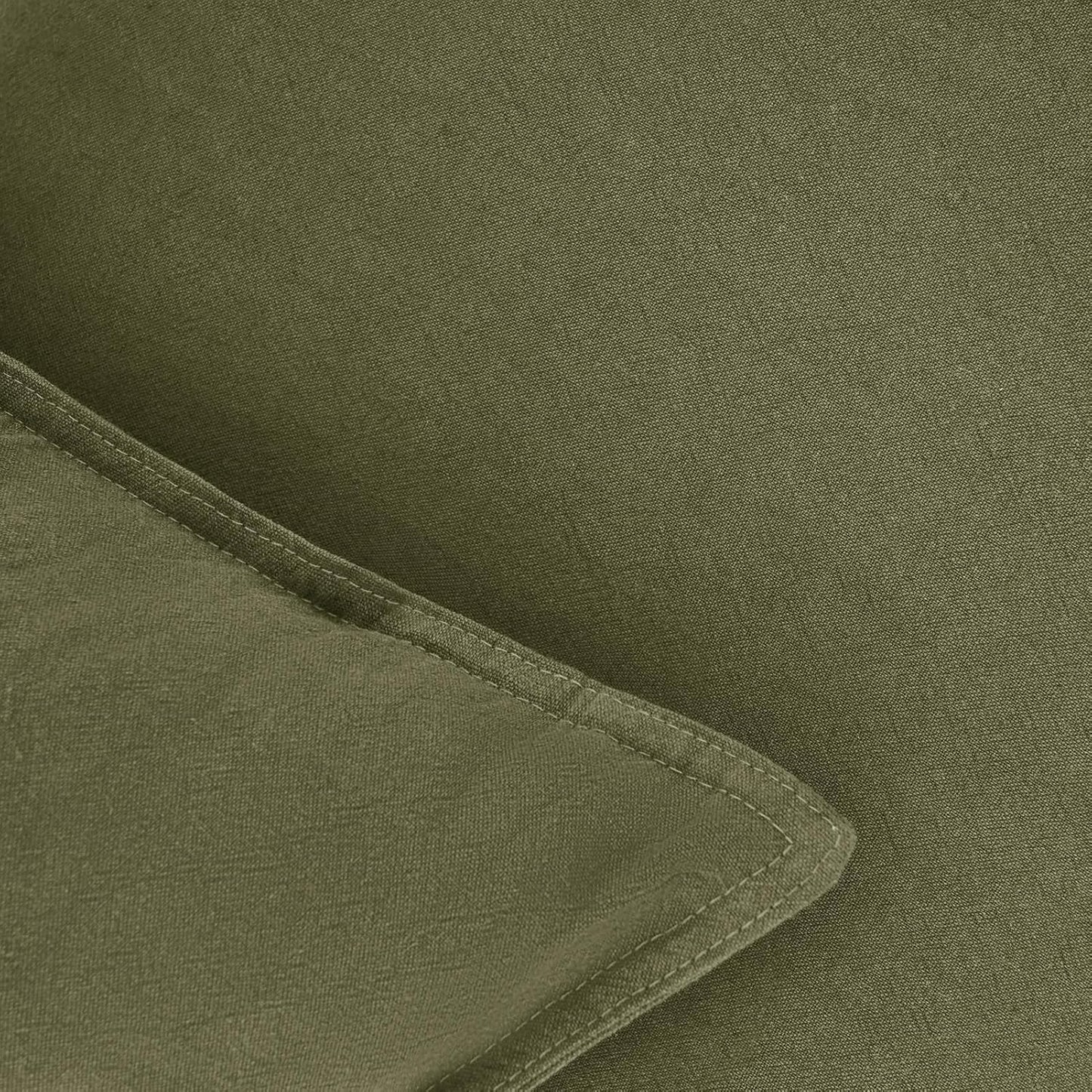 Linen Cushion Covers - 30% Linen 70% Cotton Blend, Soft & Breathable with Hidden Zipper Design - Olive Green, 30cm x 50cm (Twin Pack)
