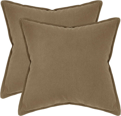 Linen Cushion Covers - 30% Linen 70% Cotton Blend, Soft & Breathable with Hidden Zipper Design - Tan, 45cm x 45cm (Twin Pack)