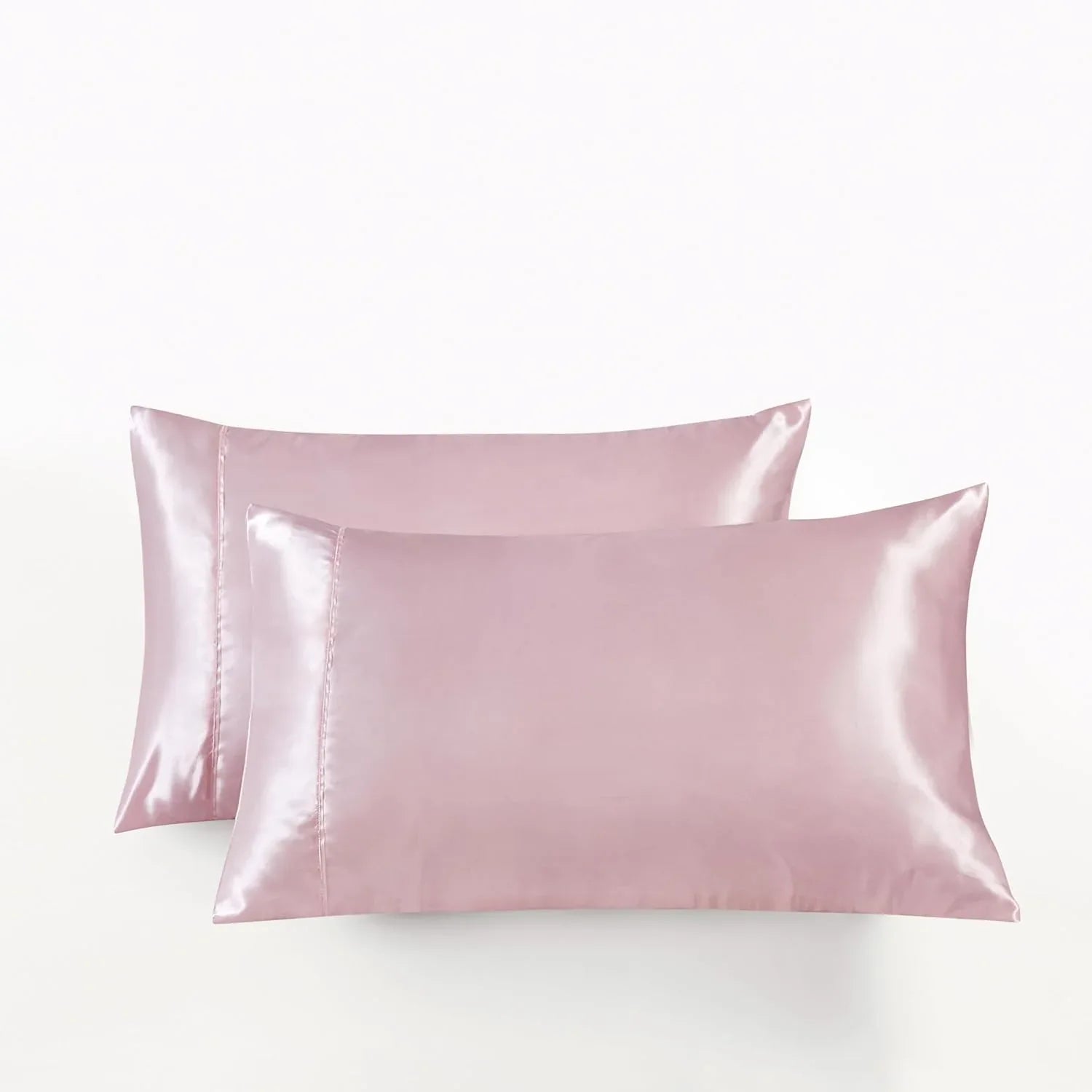 Satin Pillowcases - Silky Soft Polyester Satin with Zipper Closure - Pink, 48cm x 73cm (Twin Pack) - Mekamart Australia