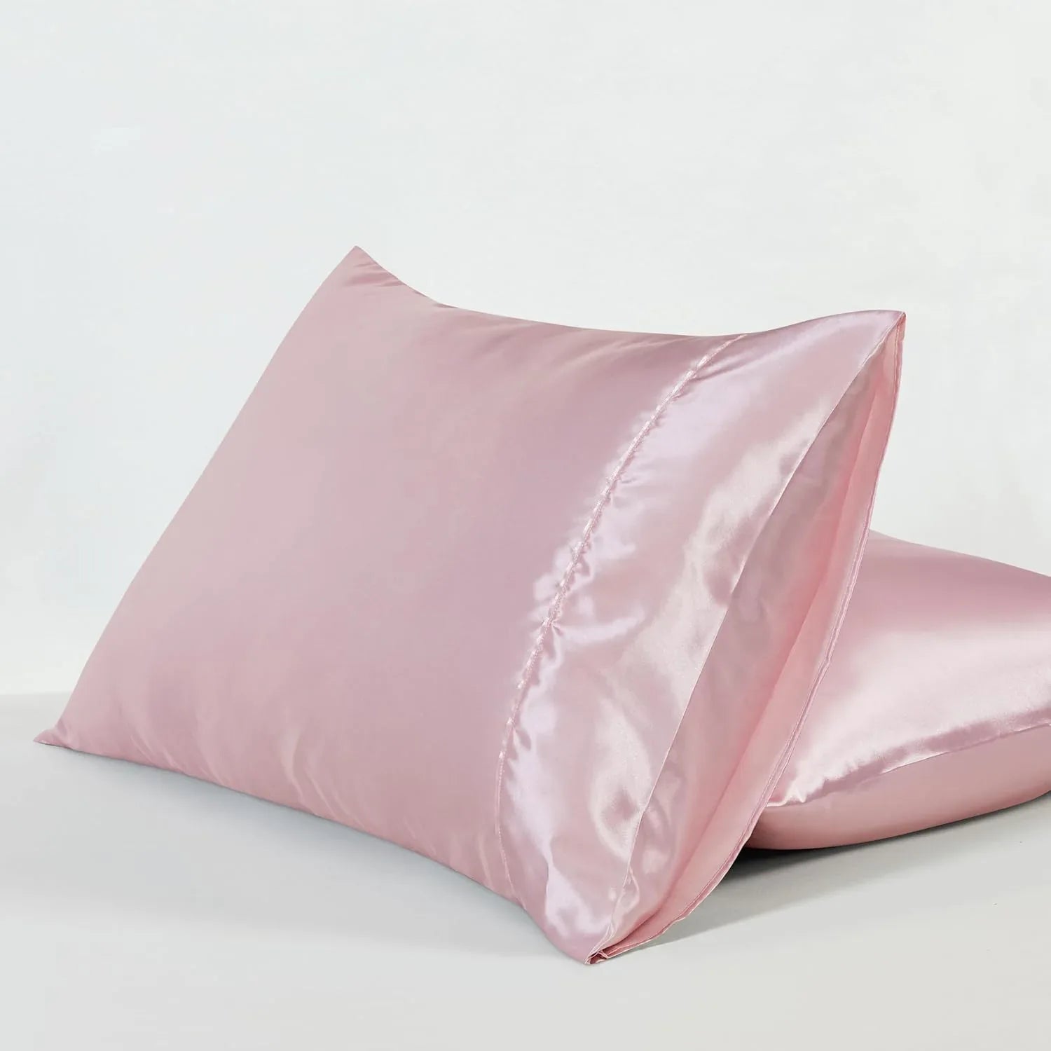 Satin Pillowcases - Silky Soft Polyester Satin with Zipper Closure - Pink, 48cm x 73cm (Twin Pack) - Mekamart Australia