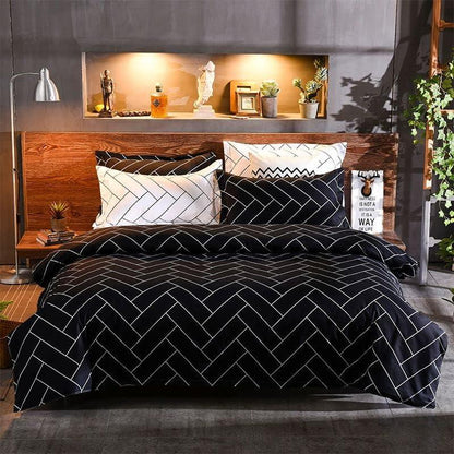 Print Microfibre Quilt Cover Set (3Pcs) - Ultra Soft, Comfy, Luxurious Duvet Cover with Zipper Closure - Elegant Design Quilt Cover Set for Bedding - Glen - Super King Size - Mekamart Australia