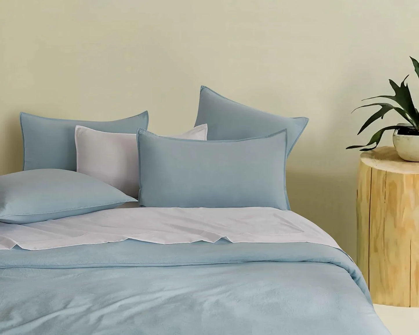 Twin Pack Vintage Washed Microfibre Standard Pillowcase (Blue, Standard) - Mekamart Australia