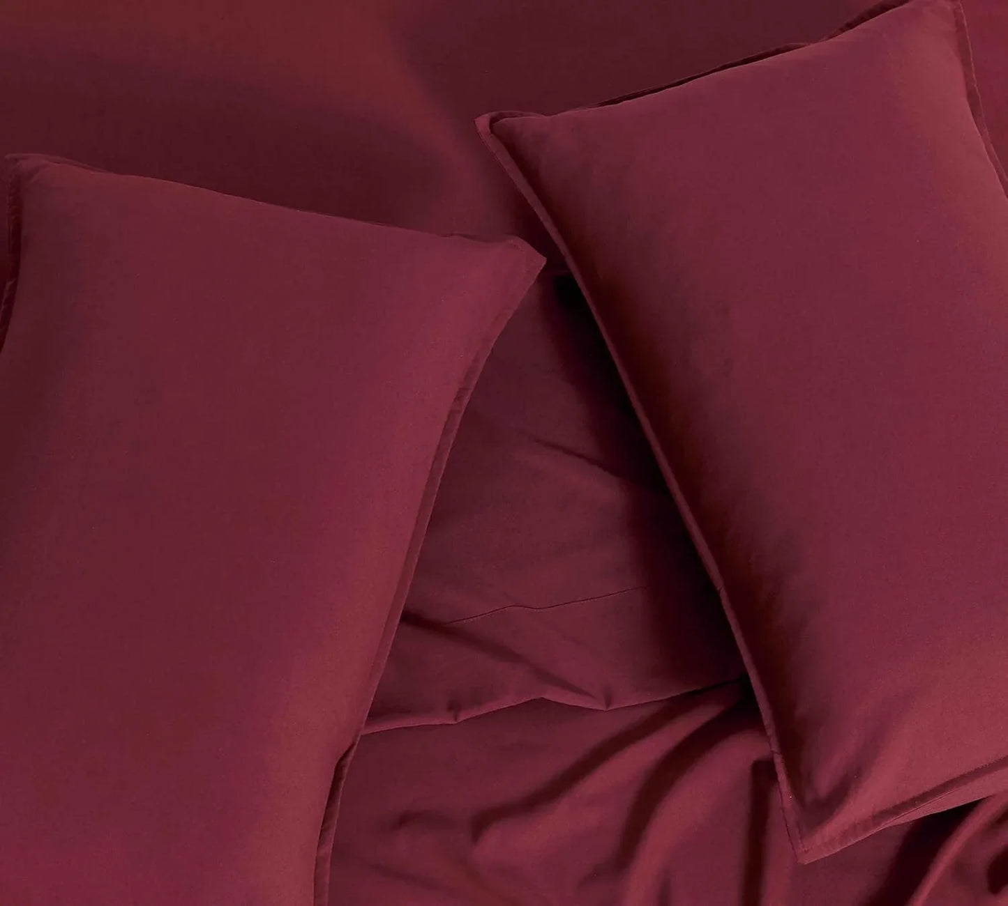 Twin Pack Vintage Washed Microfibre Standard Pillowcase (Burgundy, Standard) - Mekamart Australia