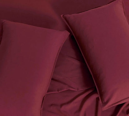 Twin Pack Vintage Washed Microfibre Standard Pillowcase (Burgundy, Standard) - Mekamart Australia
