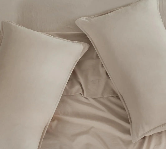 Vintage Washed Microfibre Standard Pillowcases - Set of 2 Luxurious Standard Pillow Covers - Linen - Mekamart Australia